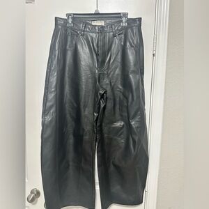 Free People Leather Barrel Jeans